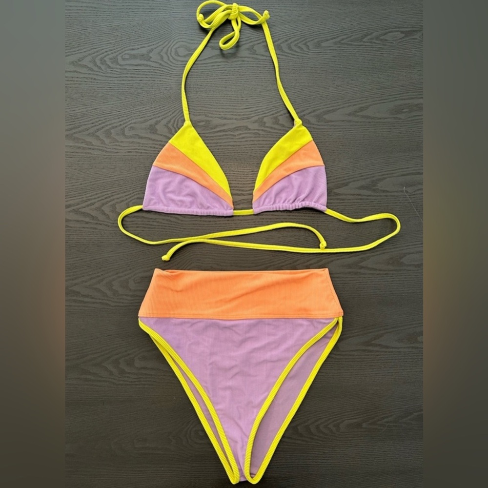 Beach Riot Bikini Set with Yellow and Purple Accents